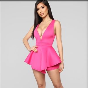 Pink peplum dress/romper